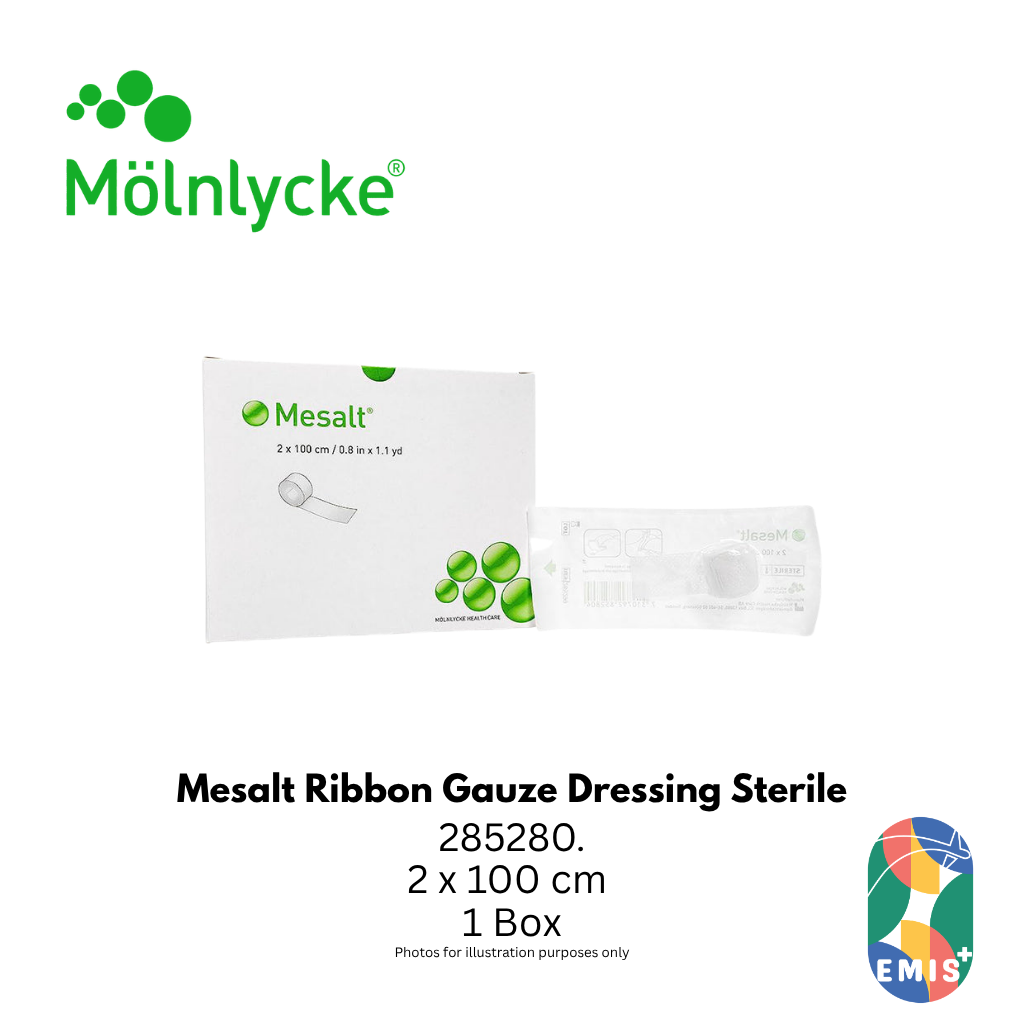 Mesalt Ribbon Gauze Dressing Sterile 2 x 100 cm Sodium Chloride Impregnated Wound Packing Gauze