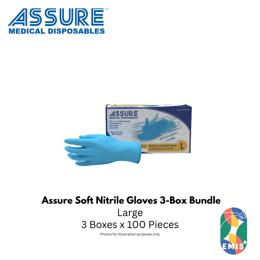 Bundle of 3 Assure Soft Nitrile Gloves Powder Free Blue 100 Pce/Box (image 6)