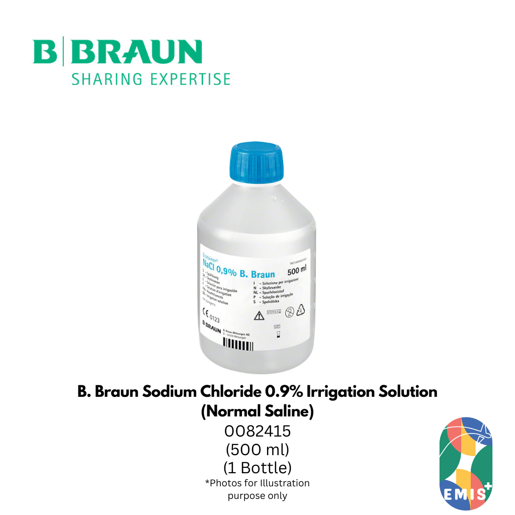 B Braun Sodium Chloride 0.9 Percent Irrigation Solution 500 ml Sterile Normal Saline