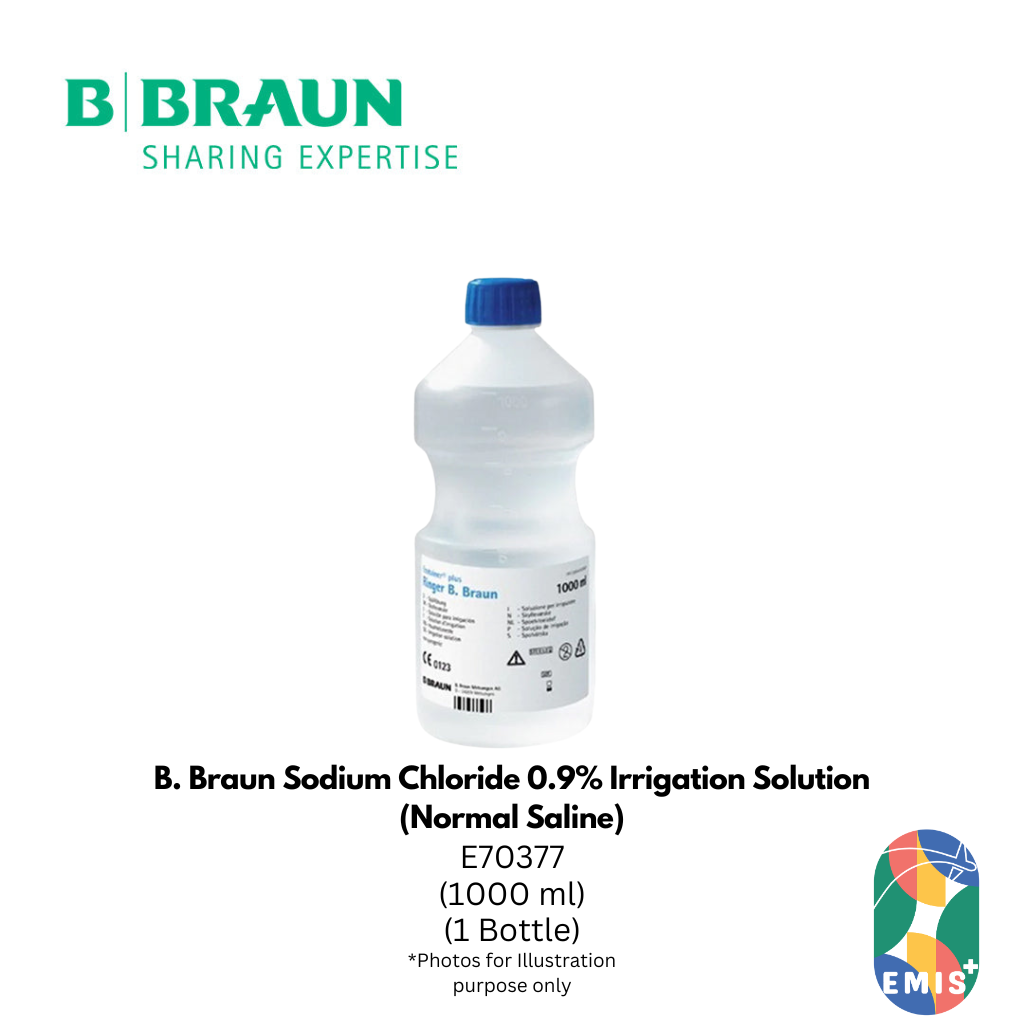 B Braun Sodium Chloride 0.9 Percent Irrigation Solution 1000 ml Sterile Normal Saline