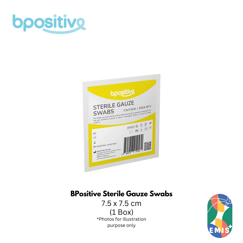 BPositive Sterile Gauze Swabs 7.5 x 7.5 cm Pack of 3