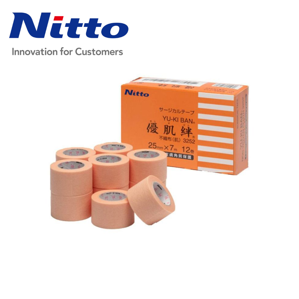 (Box of 12 rolls) Nitto Yukiban Surgical Brown Tape