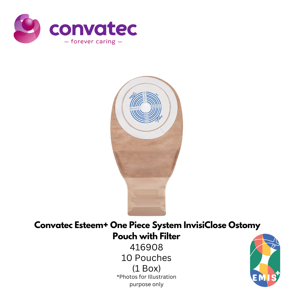 Convatec Esteem+ One Piece System InvisiClose Ostomy Pouch with Filter – Soft, Secure & Gentle Skin Barrier (416908) | Box of 10