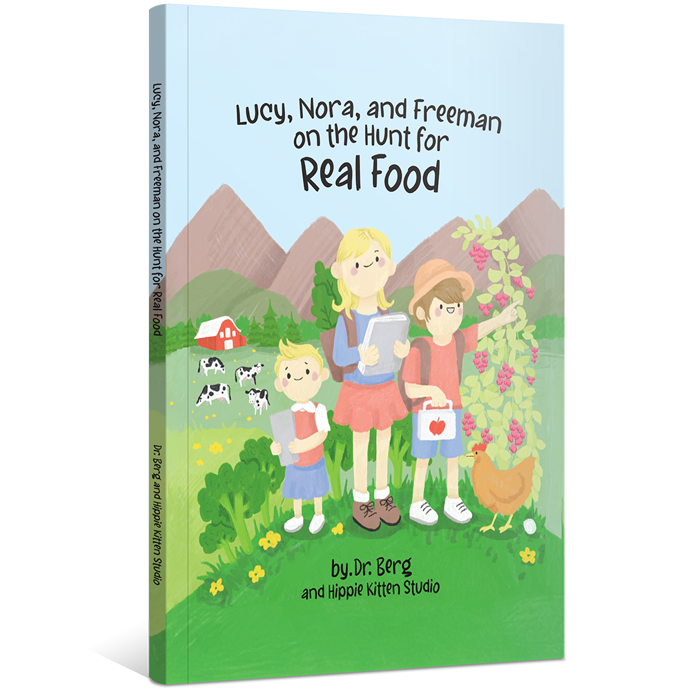 Lucy, Nora, and Freeman on the Hunt for Real Food - Story Book, Coloring Book, Flashcards