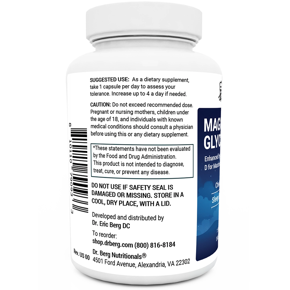 Dr. Berg Magnesium Glycinate Supplement for Relaxation & Sleep Support