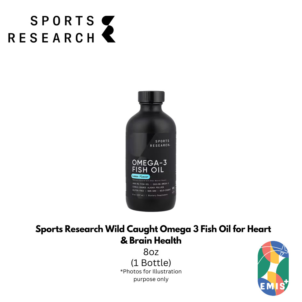 Sports Research Wild Caught Omega 3 Fish Oil for Heart & Brain Health – High-Potency EPA & DHA from Alaska Pollock