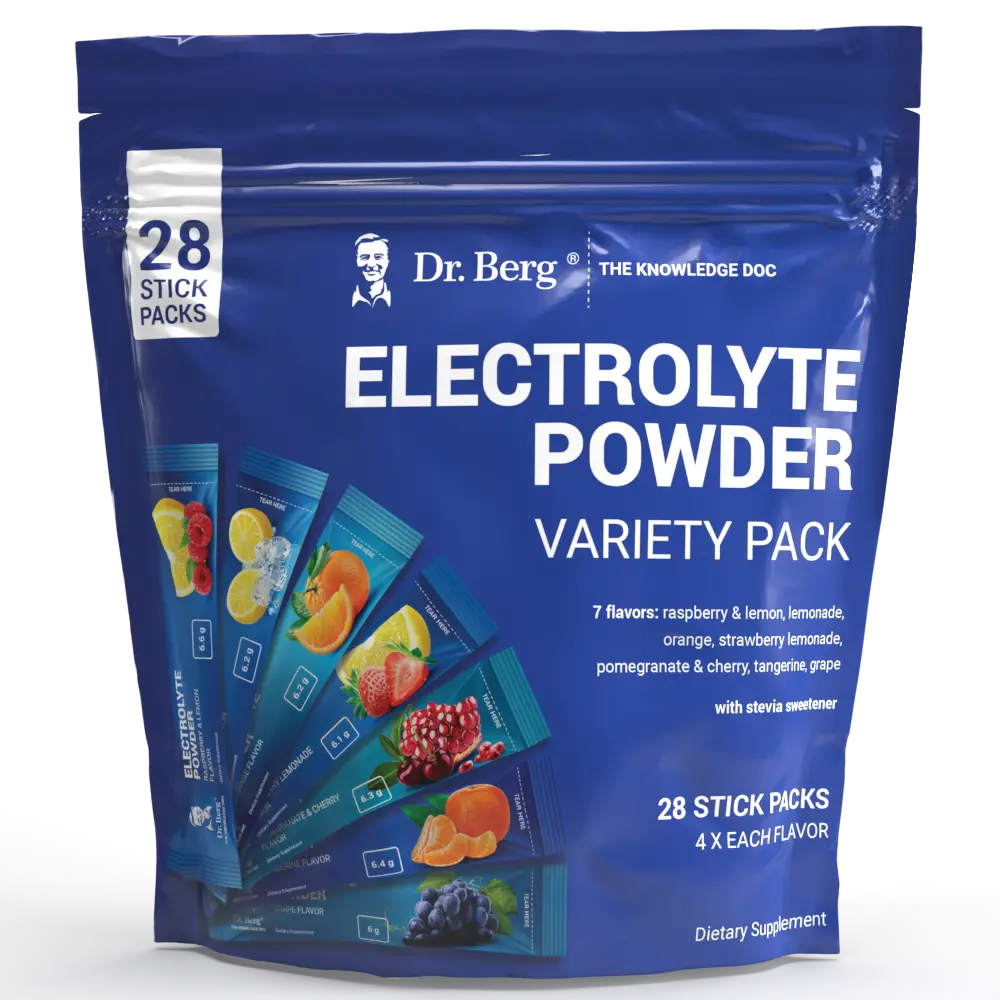 Dr. Berg Total Hydration Electrolyte Powder Variety Pack - 28 Stick Packs (Boost Energy & Keto Support)