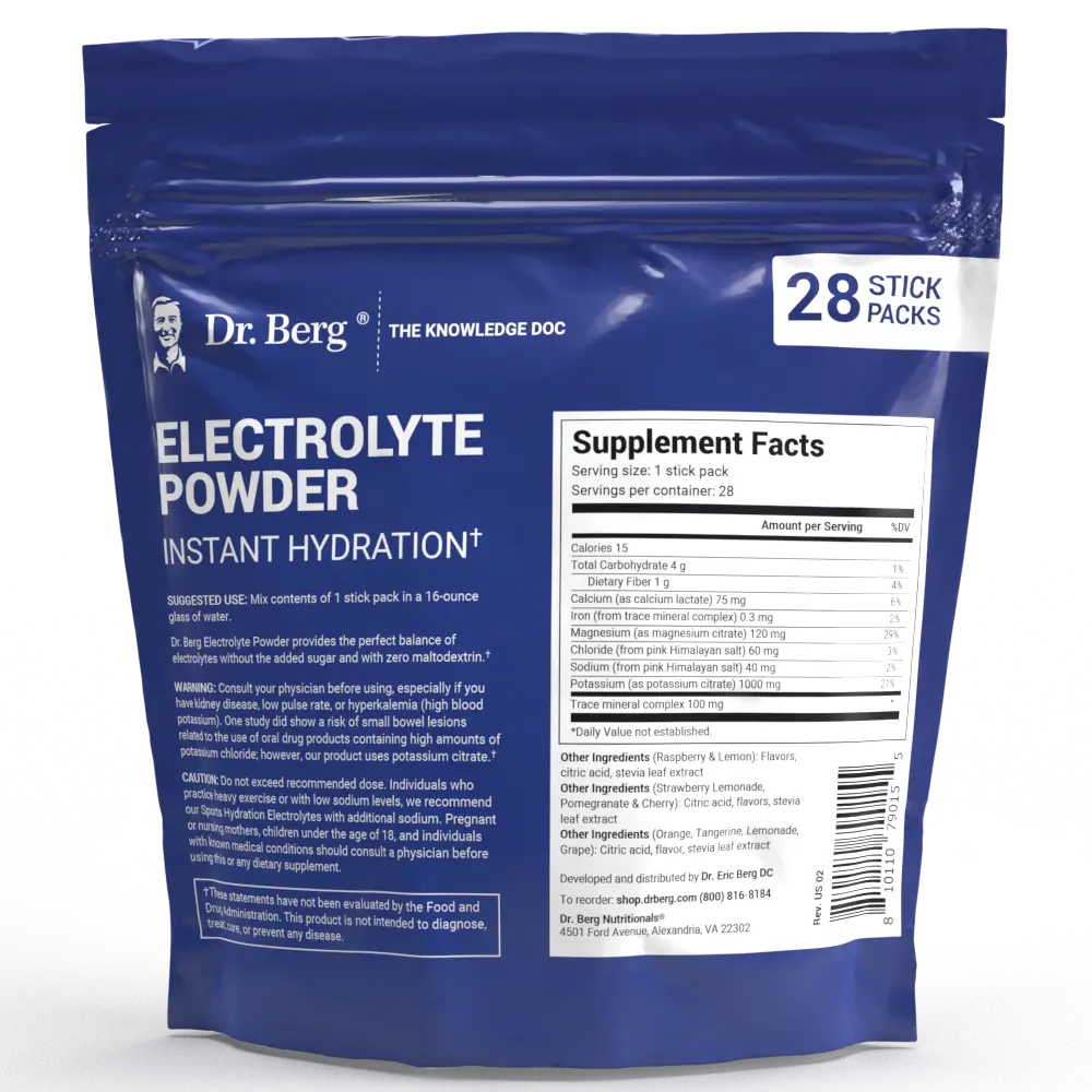 Dr. Berg Total Hydration Electrolyte Powder Variety Pack - 28 Stick Packs (Boost Energy & Keto Support)