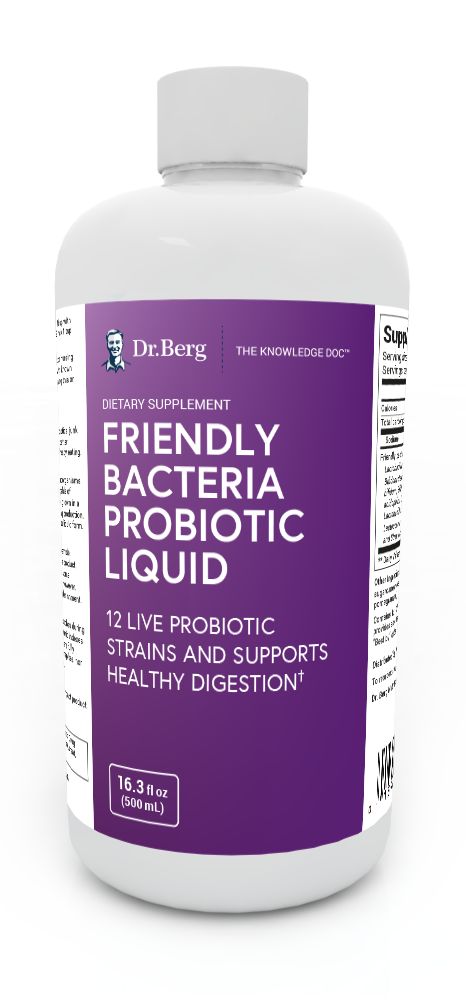 Dr. Berg Friendly Bacteria Probiotic Liquid: 12 Strains for Optimal Gut Health - 16.3 fl oz