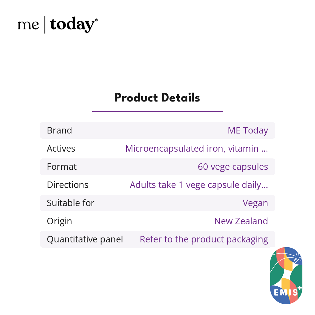 ME Today Iron Plus with Vitamin C, Folate and B12, 4-in-1 Energy Support