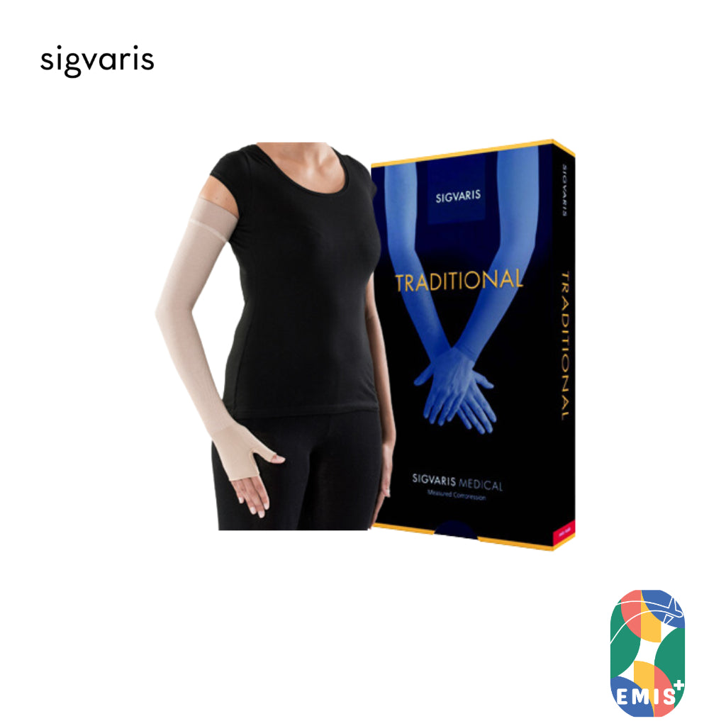 SIGVARIS®503 Ccl.2 Arm Sleeve w Mitten Natural