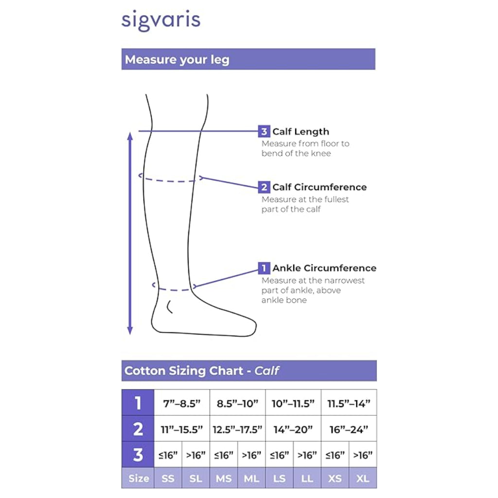 SIGVARIS Premium Cotton Compression Apparels 221 Class 1 Open Toe Calf