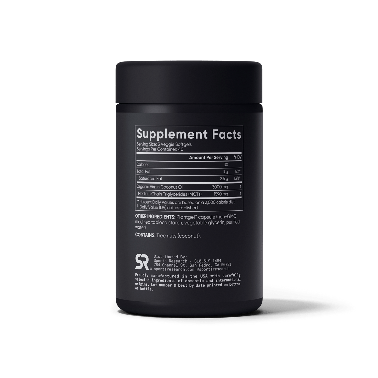 Coconut Oil Virgin Organic 1000mg (120 veggie softgels) by Sports Research