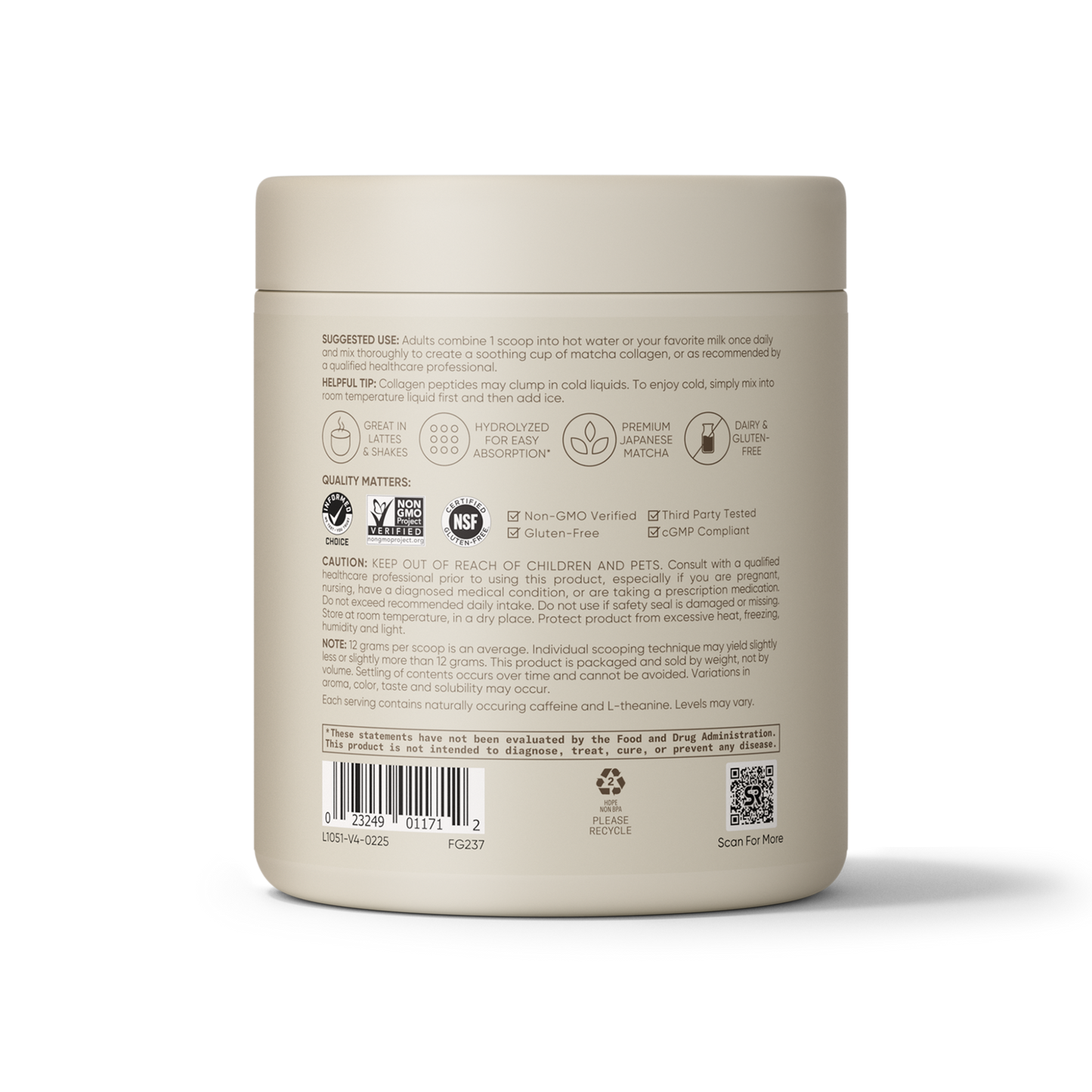 Collagen Peptides Matcha Green Tea (24 Servings) - 10.16oz by Sports Research