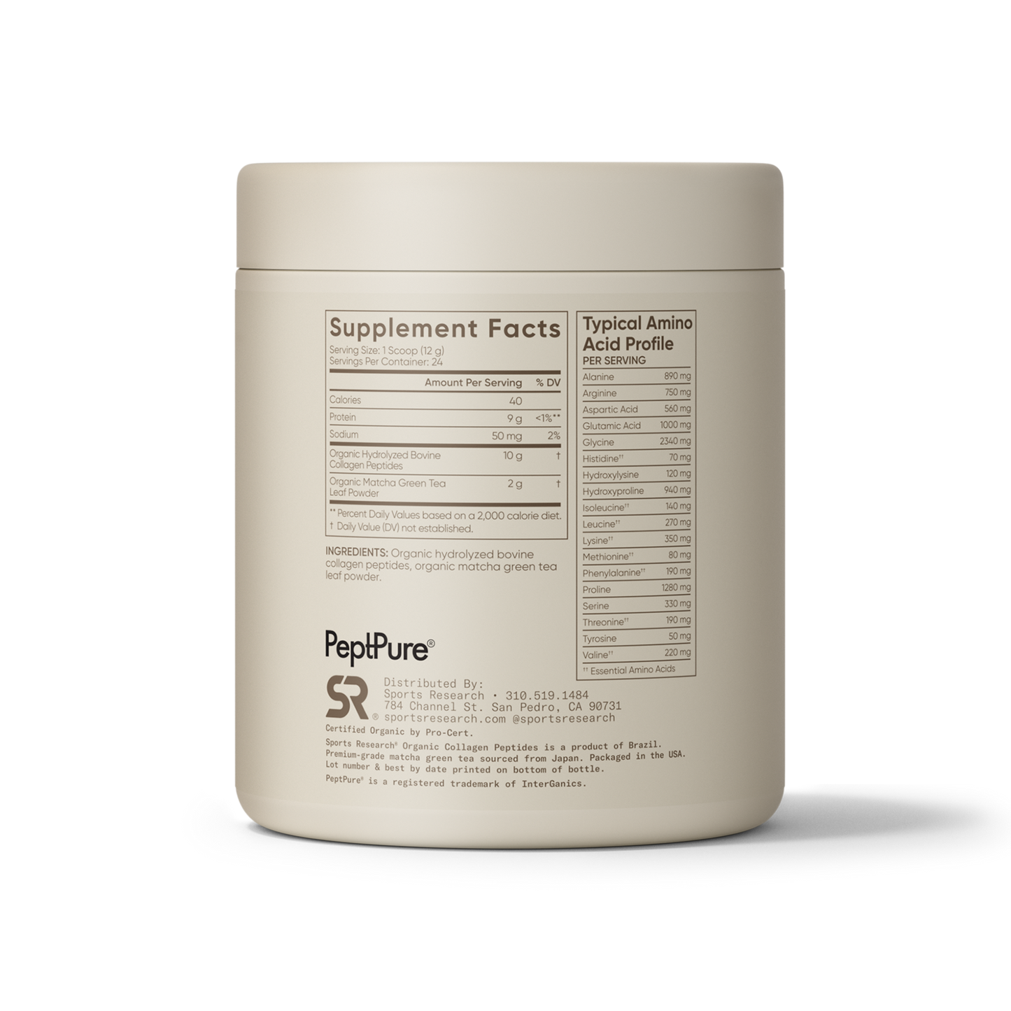 Collagen Peptides Matcha Green Tea (24 Servings) - 10.16oz by Sports Research