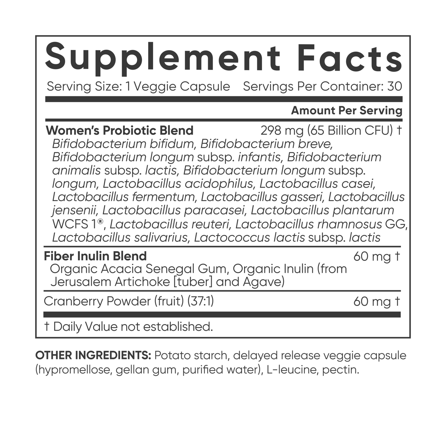 Daily Women's Probiotics 65 Billion CFU (30 veggie capsules) by Sports Research