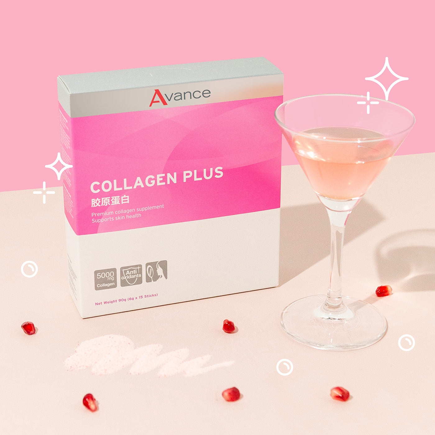 Avance Collagen Plus: Enhance Skin Elasticity & Radiance with Pomegranate Drink