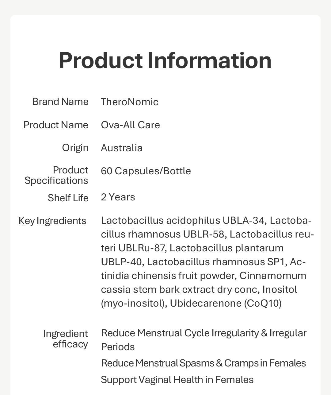 【Member Upgrade】TheroNomicOva-All Care*60 Capsules/Bottle Buy 5 Free SGD9 voucher pack