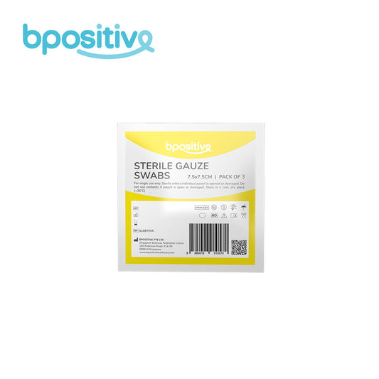 BPositive Sterile Gauze Swabs 7.5 x 7.5 cm (1 pack of 3s)