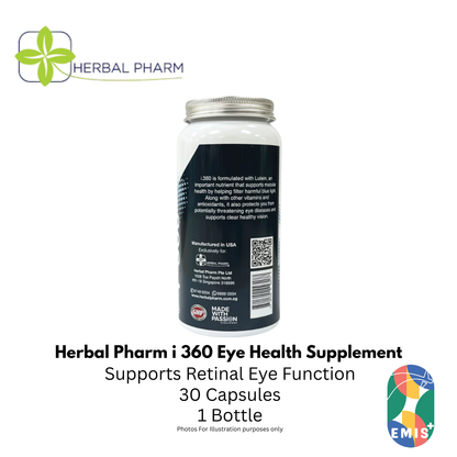 Herbal Pharm i 360 Eye Health Supplement with Lutein and Zeaxanthin 30 V Capsules