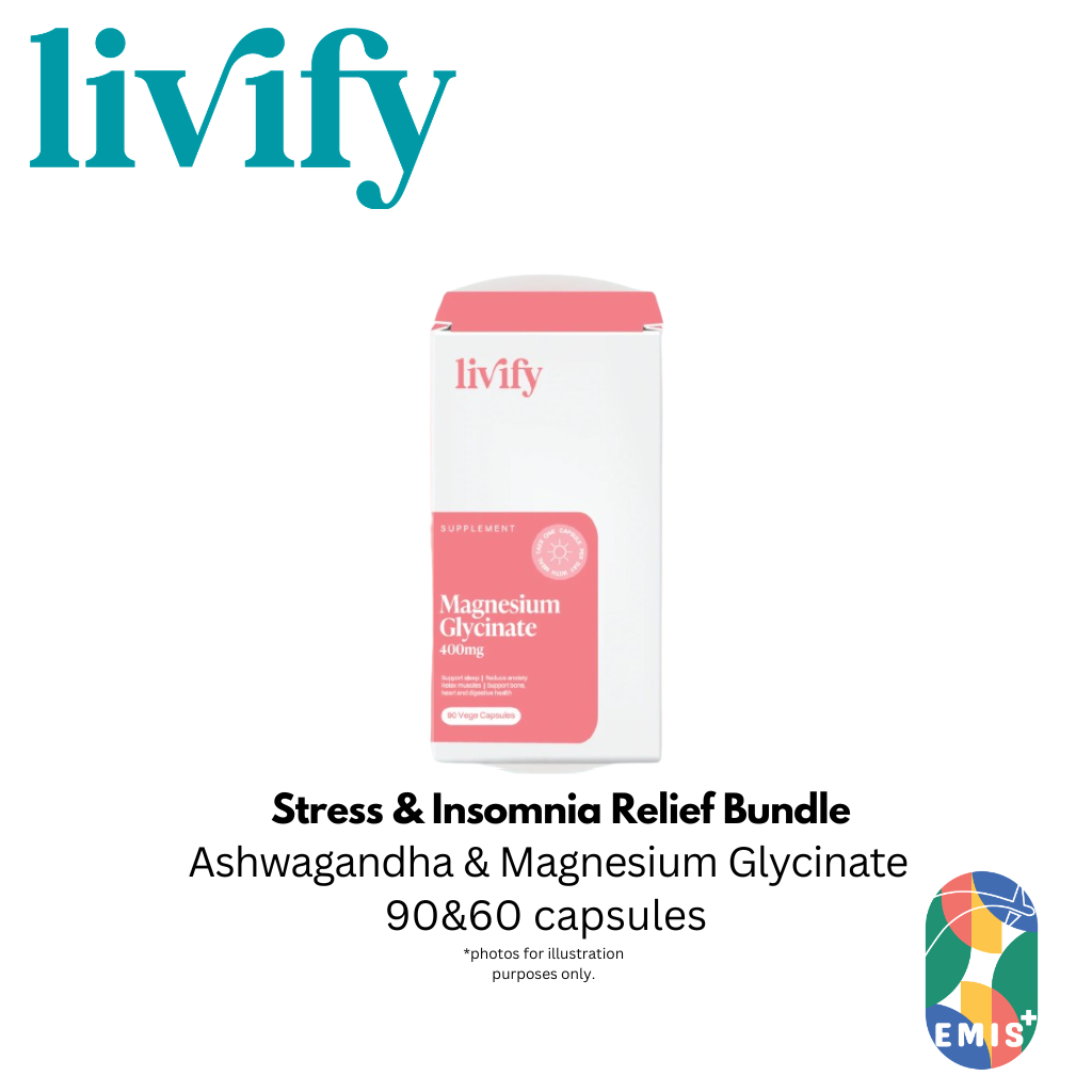 Livify Stress and Insomnia Relief Bundle Ashwagandha and Magnesium Glycinate Supplement Set