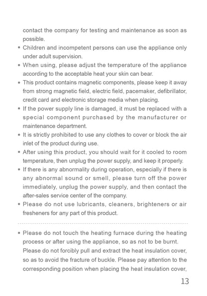 AiYiSheng Multifunctional Warm Buttocks Appliance official English manual page 15