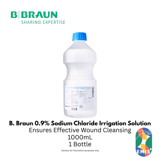 B.Braun 0.9% Sodium Chloride Irrigation Solution 1000ml - Sterile Saline for Wound Care