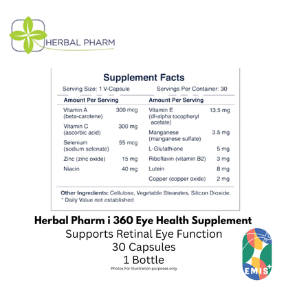 Herbal Pharm i 360 Eye Health Supplement with Lutein and Zeaxanthin 30 V Capsules