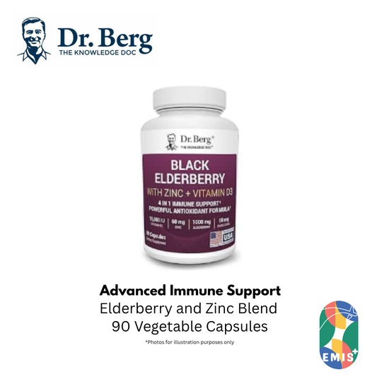 Dr Berg Advanced Immune Support 1000 mg Black Elderberry with Vitamin D3 and Zinc 90 Vegetable Capsules