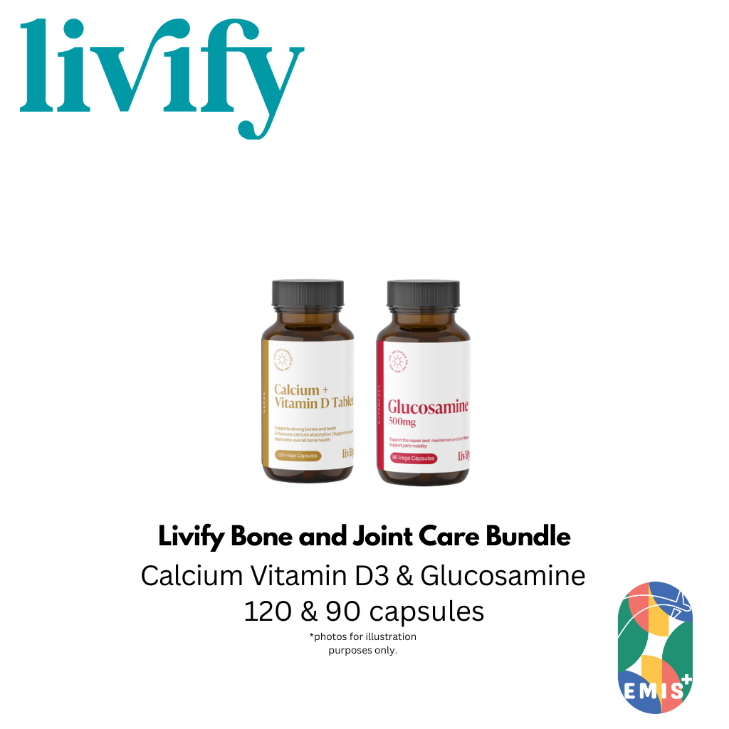 Livify Bone and Joint Care Bundle Calcium Vitamin D3 and Glucosamine Supplement Set