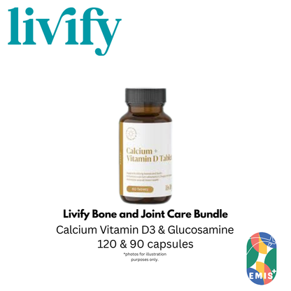 Livify Bone and Joint Care Bundle Calcium Vitamin D3 and Glucosamine Supplement Set