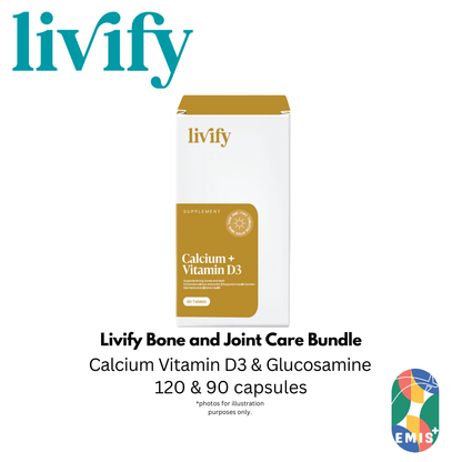 Livify Bone and Joint Care Bundle Calcium Vitamin D3 and Glucosamine Supplement Set