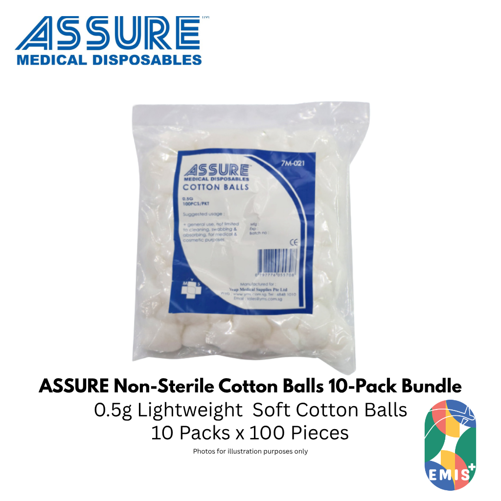[Bundle of 10] ASSURE Cotton Ball Non-Sterile 0.5g 100 Pieces per Pack
