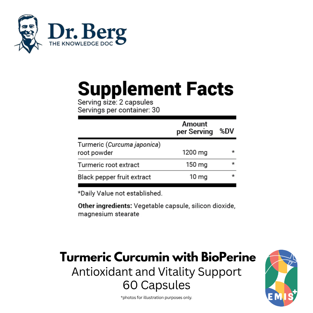 Dr. Berg 姜黄素与 BioPerine - 最大吸收 60 粒胶囊