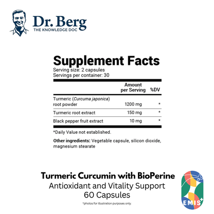 Dr. Berg 姜黄素与 BioPerine - 最大吸收 60 粒胶囊