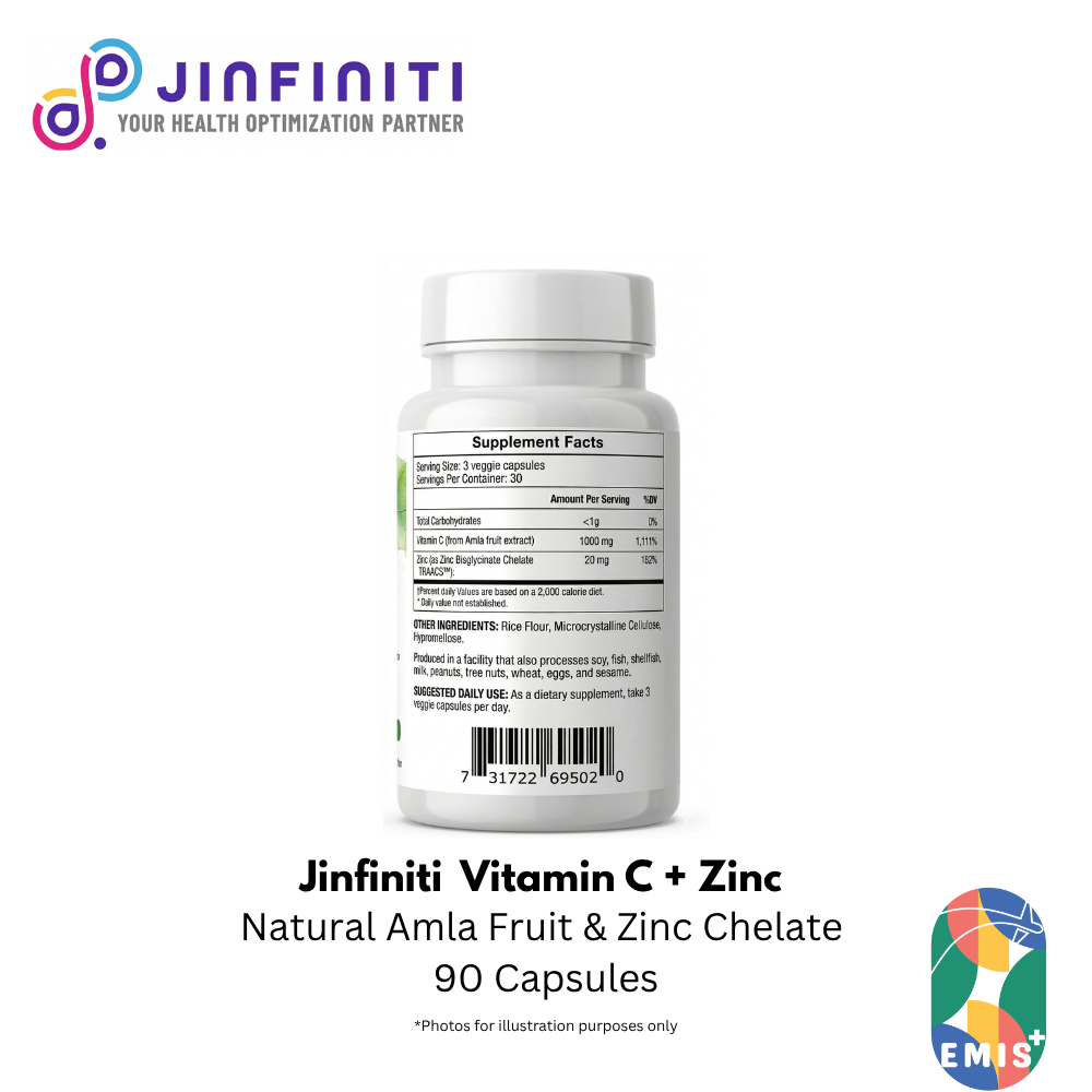 Natural Vitamin C and Zinc Supplement - Immune Support Formula by Jinfiniti