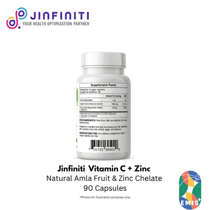 Natural Vitamin C and Zinc Supplement - Immune Support Formula by Jinfiniti