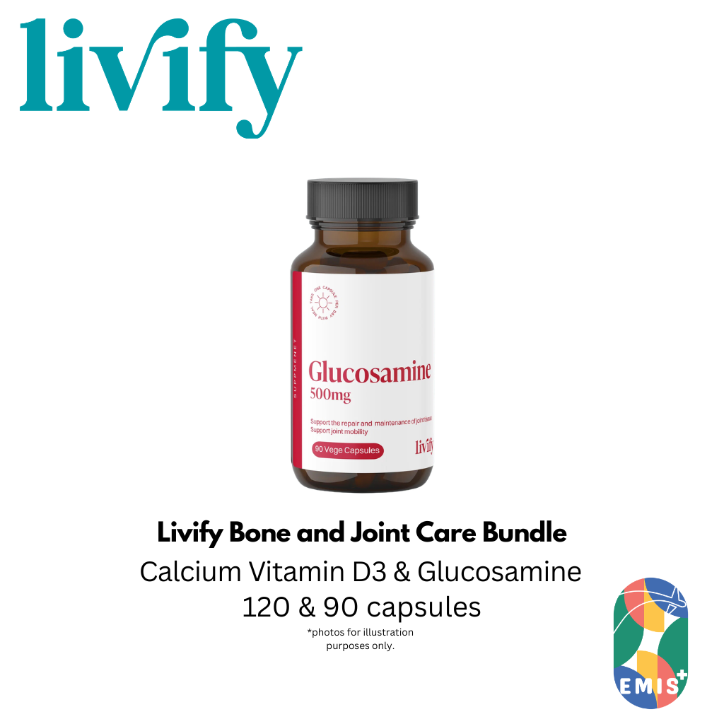 Livify Bone and Joint Care Bundle Calcium Vitamin D3 and Glucosamine Supplement Set