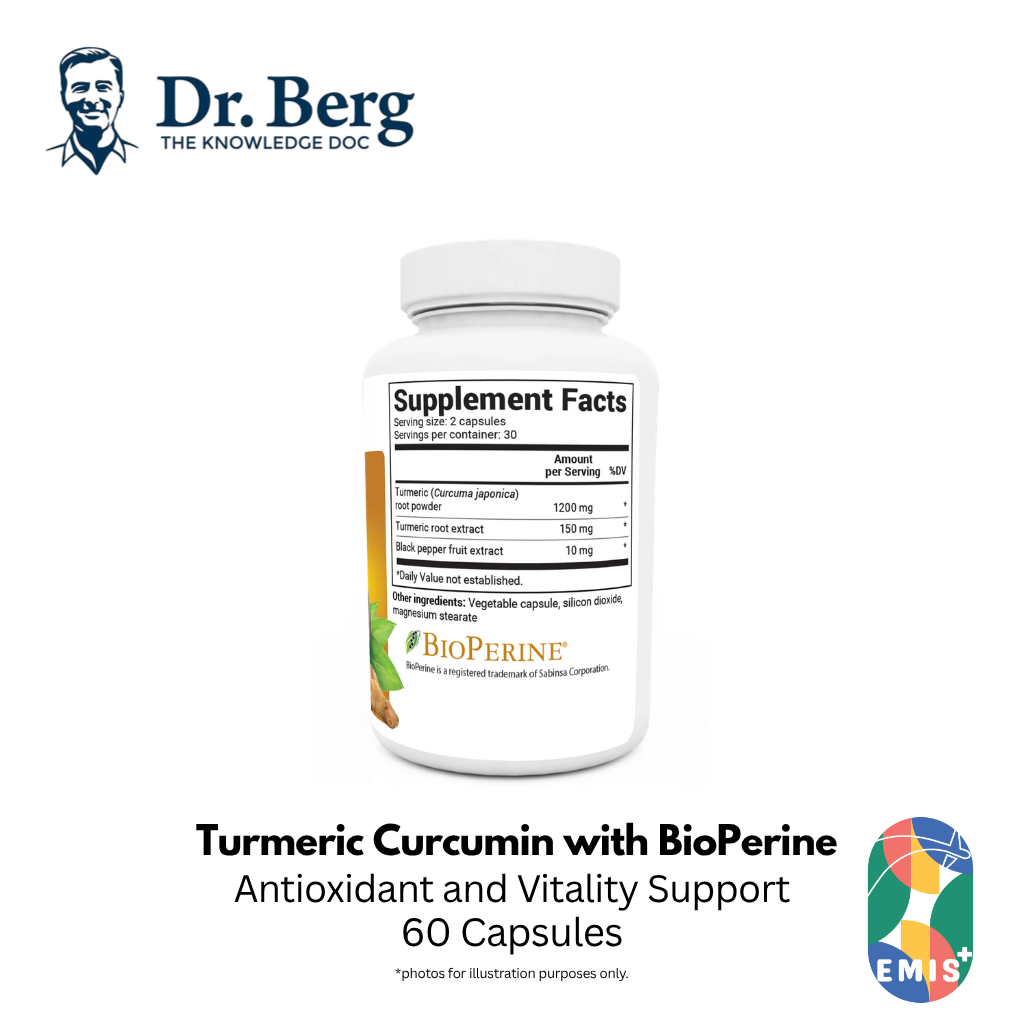 Dr. Berg 姜黄素与 BioPerine - 最大吸收 60 粒胶囊