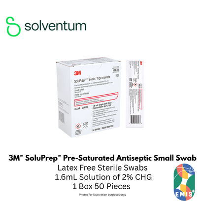 3M SoluPrep Small Swab 2% CHG / 70% IPA 1.6ml – Box of 50