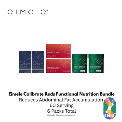 Eimele Calibrate Reds Bundle 2 Packs with Coffee Pro 2 Packs and Shine Greens
