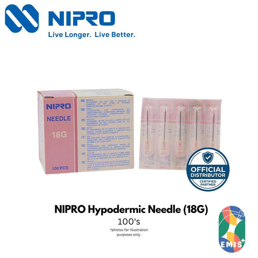 [100s] NIPRO Hypodermic Needle 18G x 1.5" (38mm) | Thin Wall Drawing Needle | Sterile | Pink Hub EMIS+