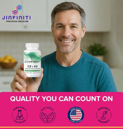 Jinfiniti Vitamin D3 + K2 Supplement with Coconut Oil - 180 Softgels