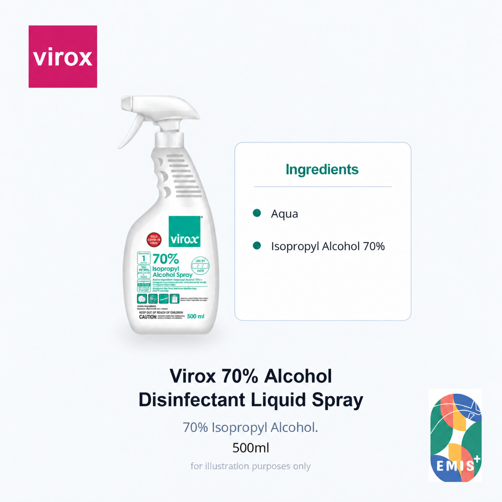 [2 x 500ml] Virox 70% Isopropyl Alcohol Disinfectant Surface Spray EMIS+