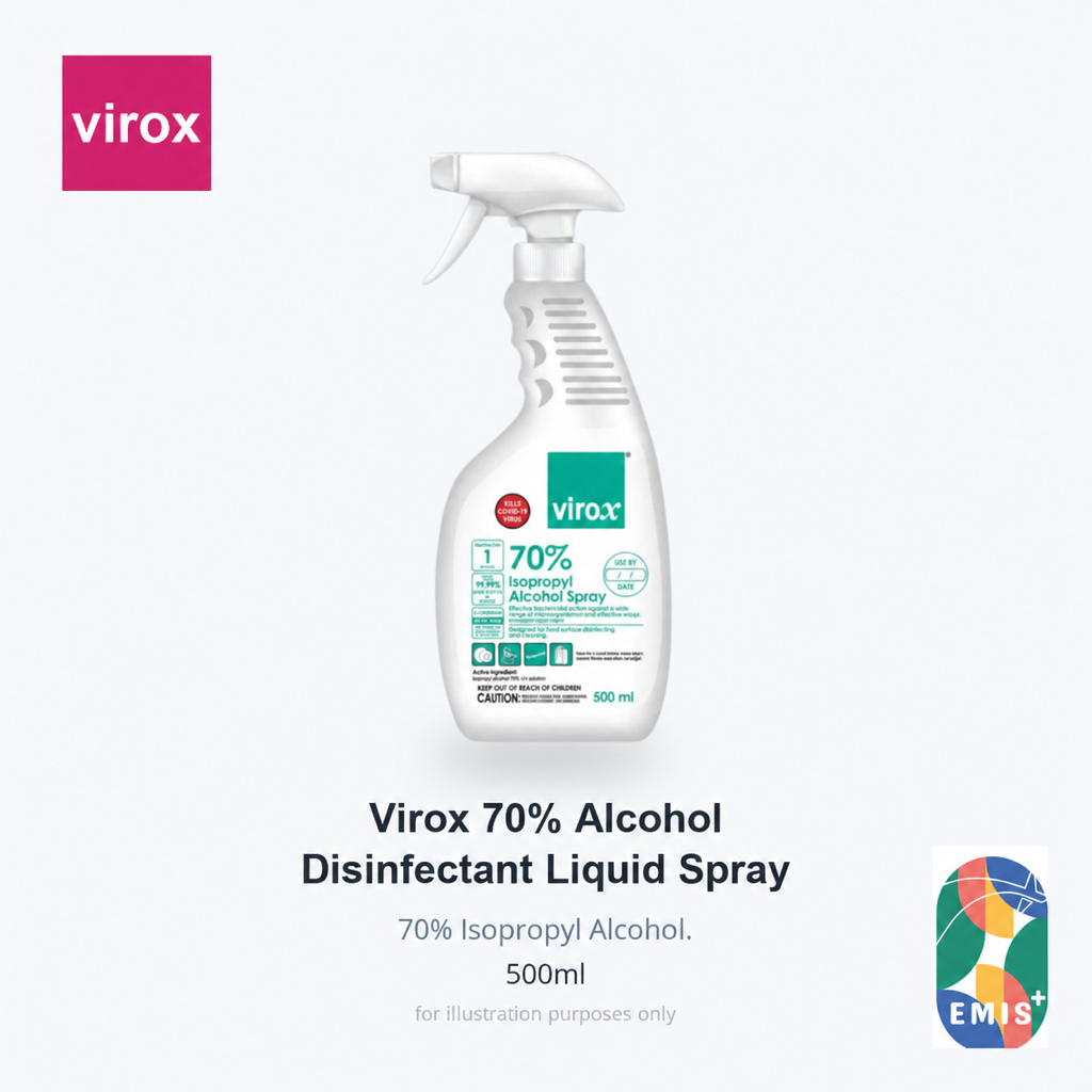 [2 x 500ml] Virox 70% Isopropyl Alcohol Disinfectant Surface Spray EMIS+