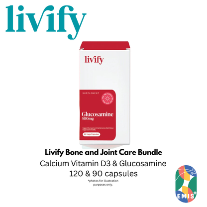 Livify Bone and Joint Care Bundle Calcium Vitamin D3 and Glucosamine Supplement Set