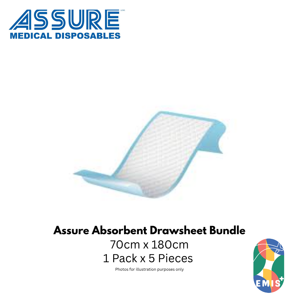 Bundle of 3 Assure Drawsheet 70cm x 180cm With Absorbent Pad 5s per Pack