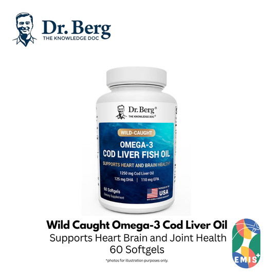 Dr Berg Wild Caught Omega 3 Cod Liver Oil for Heart and Brain Support