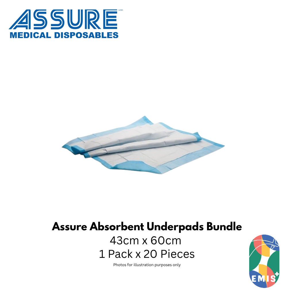 Bundle of 3 Assure Underpads 43cm x 60cm 4 Ply 20s per Pack