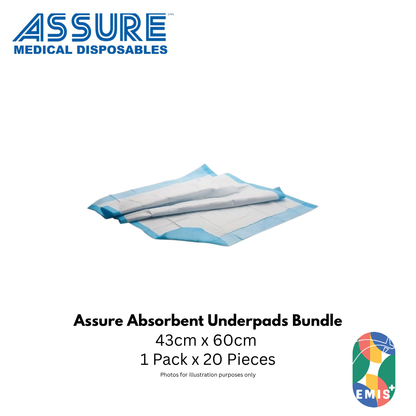 Bundle of 3 Assure Underpads 43cm x 60cm 4 Ply 20s per Pack